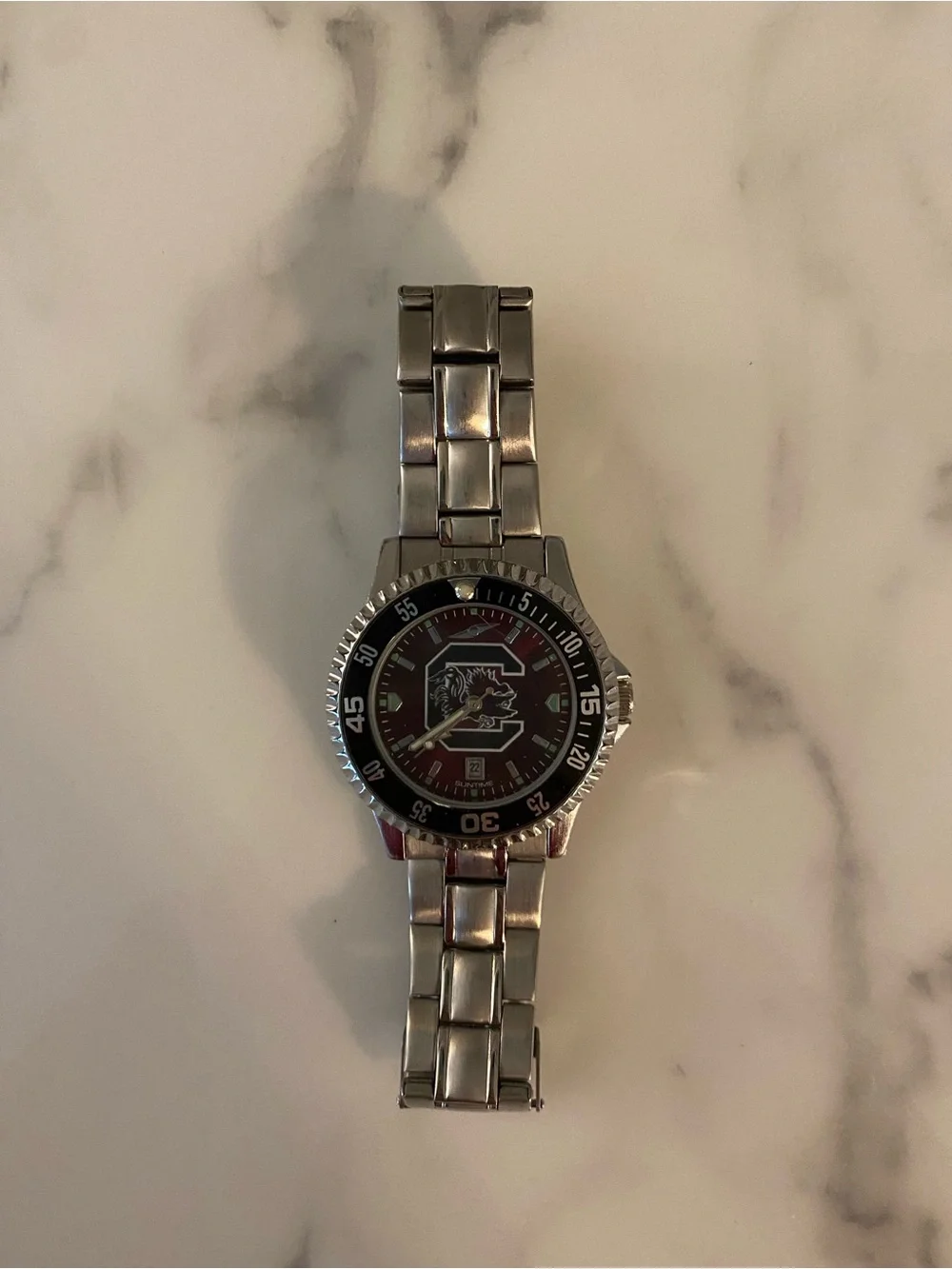 Men's Silver Stainless Steel Watch - University of South Carolina Gamecock Logo